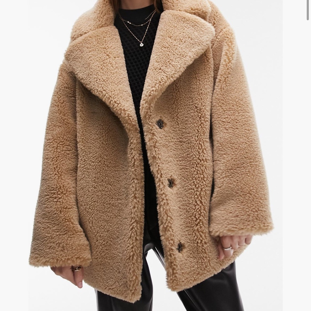 Topshop Camel Teddy Jacket